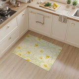 Yellow Dandelion Bee Washable Area Rug