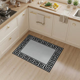 Black White Greek Key Border Area Rug