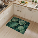 Lush Monstera Leaves Green Coastal Beach Area Rug