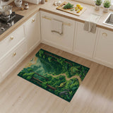 ODIKA Washable Dinosaur Forest Kids Area Rug - Non-Slip Green Jungle Path Play Mat