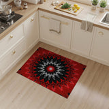 Fiery Red Mandala Geometric Area Rug