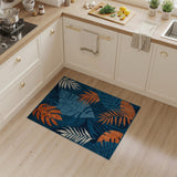 Navy Orange Monstera Leaf Area Rug