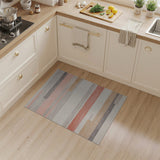 Modern Striped Area Rug in Pink, Grey Beige