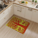 Bold Red Tree of Life on Yellow Area Rug
