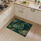 Boho Chic Lush Green Monstera Palm Leaf Area Rug