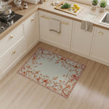 Vintage Floral Peach Washable Area Rug - Low Pile & Non-Slip
