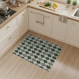 Vintage Green Floral Motif Area Rug