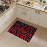 Bold Red Abstract Wave Area Rug