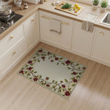 Red Floral Vine Border Cream Area Rug