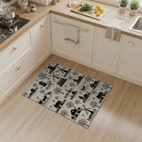 Beige Winter Village Windmill Silhouette Rug
