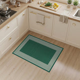 Green Geometric Grid Border Area Rug