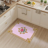 Pink Rose Gold Ornate Floral Vintage Area Rug