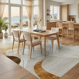 Abstract Beige Gold Wave Area Rug