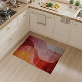 Vibrant Abstract Wave Area Rug in Red Orange