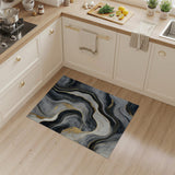 ODIKA Abstract Gold Marble Washable Rug - Modern Black & White Low Pile Area Rug