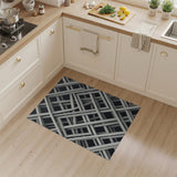 Geometric Lattice Area Rug Black White