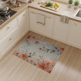 ODIKA Peach Watercolor Floral Washable Area Rug - Low Pile, Non-Slip & Pet Friendly