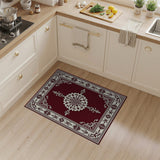 Elegant Red Persian Area Rug with Ornate White Motifs