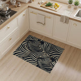 Zebra Stripe Overlap Black White Area Rug