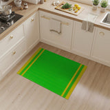 Vibrant Green Woven Area Rug with Yellow Borders