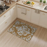Ornate Gold Damask Floral Area Rug