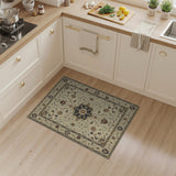 Beige and Neutral Ivory Persian Medallion Area Rug