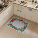Festive Holly Berry Wreath Area Rug