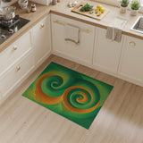 Vibrant Green Orange Spiral Geometric Area Rug