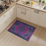 Vibrant Teal Pink Purple Geometric Area Rug
