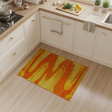 Orange Vibrant Orange Wave Abstract Area Rug