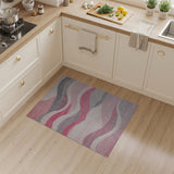 Abstract Area Wavy Pink Grey Abstract Area Rug