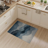 Blue and Teal Abstract Area Layered Blue Wave Abstract Area Rug