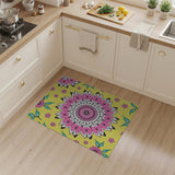 Radiant Pink Mandala Floral Yellow Area Rug