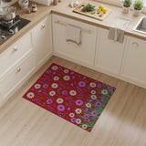 Bold Red Daisy Wildflower Area Rug