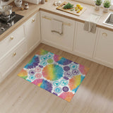 Rainbow Palm Leaf Burst Washable Area Rug