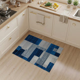 Blue and Teal Modern Navy Blue Geometric Block Area Rug