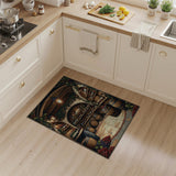 ODIKA Rustic Wine Cellar Illustration Washable Low Pile Area Rug