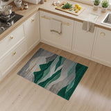 Green Layered Mountain Sunset Area Rug