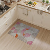 Curved Geometric Abstract Area Rug in Pink Orange