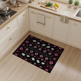 Spooky Red Floral Ghosts Area Rug