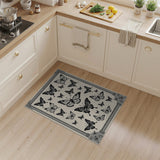 Ornate Black Butterfly Silhouette Area Rug