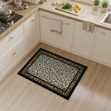 Cream Leopard Print Area Rug with Black Border