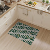 Lush Green Leaves on Cream Area Rug