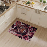 Vibrant Pink Tabby Cat Abstract Area Rug