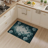 White Roses Teal Ivy Archway Area Rug
