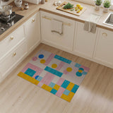 ODIKA Washable Abstract Geometric Area Rug - Colorful Modern Low Pile Non-Slip Art Rug