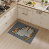 Smiling Orange Tabby Cat Grey Area Rug