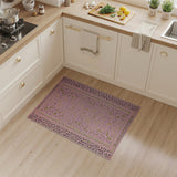 Pink Floral Vine Rug with Leopard Print Borders