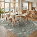 Green Marble Swirl Green Area Rug