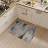 Abstract Geometric Grey Area Rug with Orange Accents